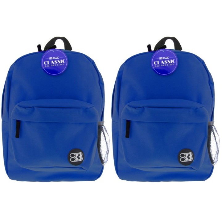 BAZIC Products® Classic Backpack 17" Blue, Pack of 2