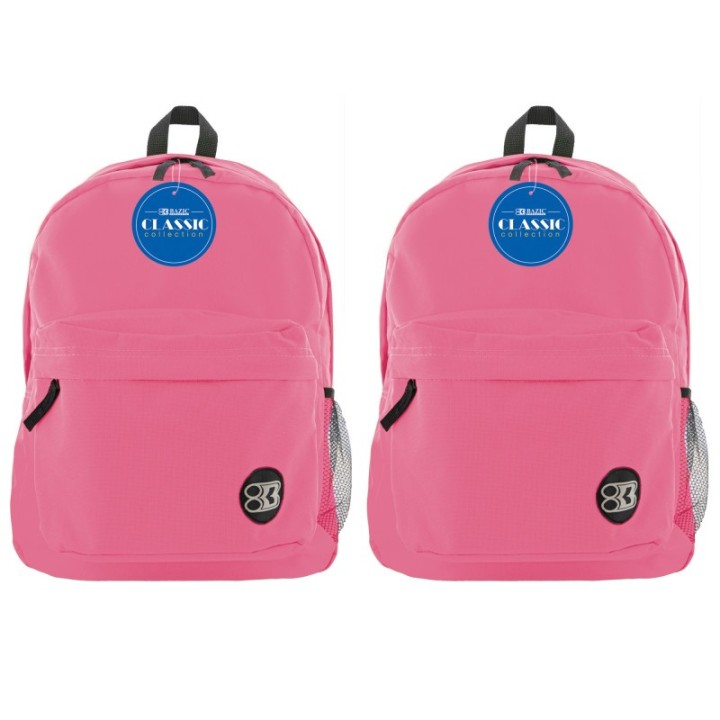BAZIC Products® Classic Backpack 17" Fuchsia, Pack of 2