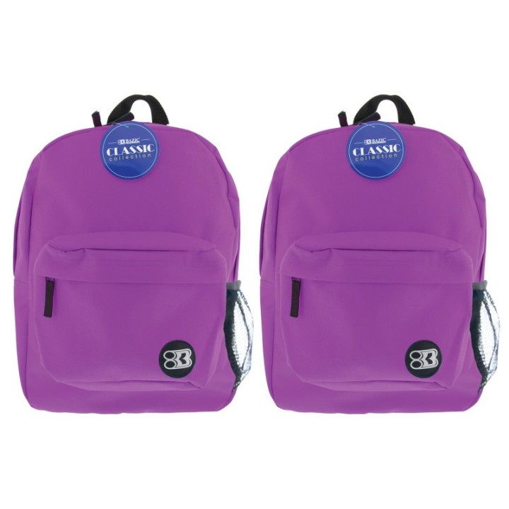 BAZIC Products® Classic Backpack 17" Purple, Pack of 2