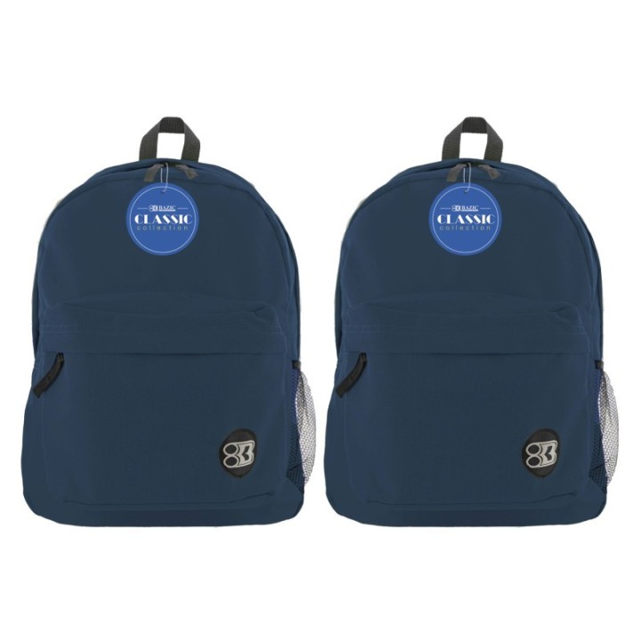 BAZIC Products® 17" Classic Backpack, Navy Blue, Pack of 2