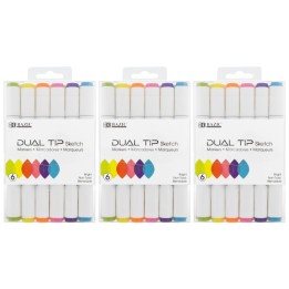 BAZIC Products® Dual Tip Sketch Markers, Fluorescent Colors, 6 Per Pack, 3 Packs