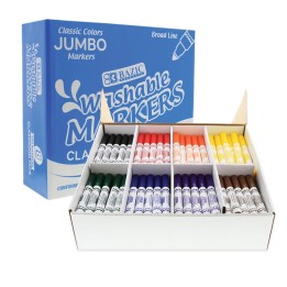 BAZIC Products® Washable Markers, Jumbo Classroom Pack, 200 Count, 8 Colors