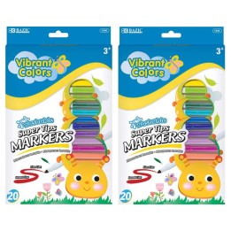 BAZIC Products® Super Tip Washable Markers, Fine Line, 20 Colors Per Pack, Pack of 2