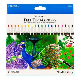 BAZIC Products® Felt Tip Washable Markers, 20 Colors