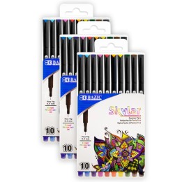 BAZIC Products® Skylar 0.4 mm Fineliner Pen, 10 Per Pack, 3 Packs