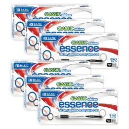 BAZIC Products® Essence Gel Pen with Cushion Grip, Black, 12 Per Box, 6 Boxes