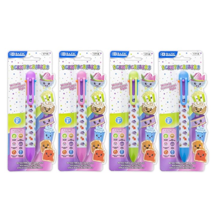 BAZIC Products® Scented 6-Color Pen, Assorted Designs