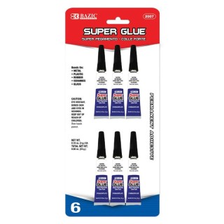 BAZIC Products® Super Glue, 0.10 oz (3g), Pack of 6