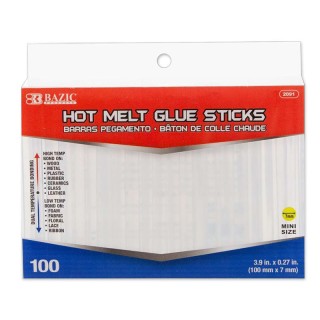 BAZIC Products® Mini Hot Melt Glue Sticks, Dual Temp, 3.9" x 0.27", Box of 100