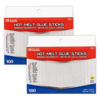 BAZIC Products® Mini Hot Melt Glue Sticks, Dual Temp, 3.9" x 0.27", 100 Per Box, 2 Boxes