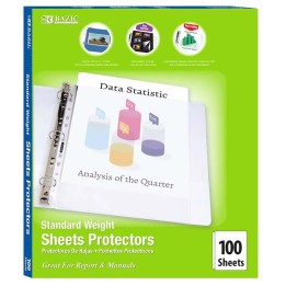 BAZIC Products® Standard Weight Top Loading Sheet Protectors, Box of 100