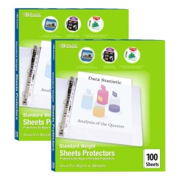 BAZIC Products® Standard Weight Top Loading Sheet Protectors, 100 Per Box, 2 Boxes
