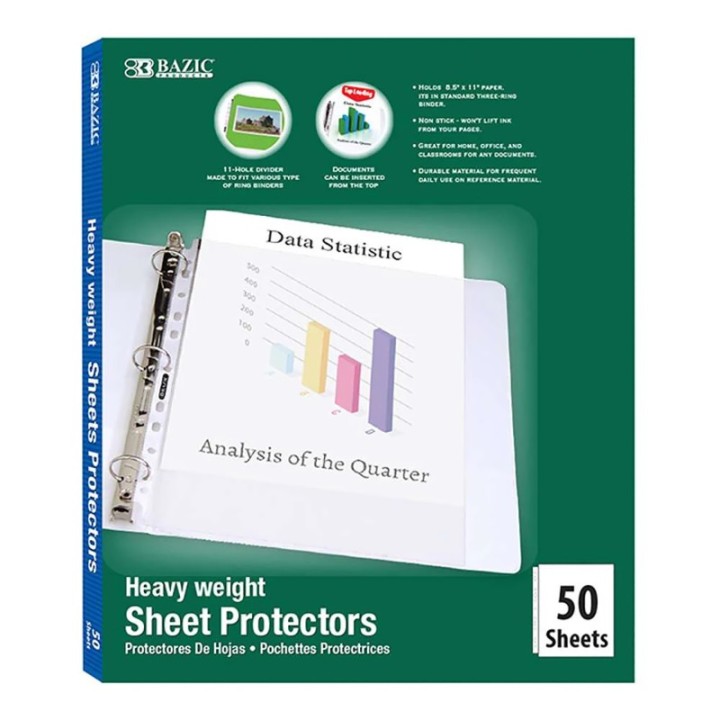 BAZIC Products® Heavy Weight Top Loading Sheet Protectors, Box of 50
