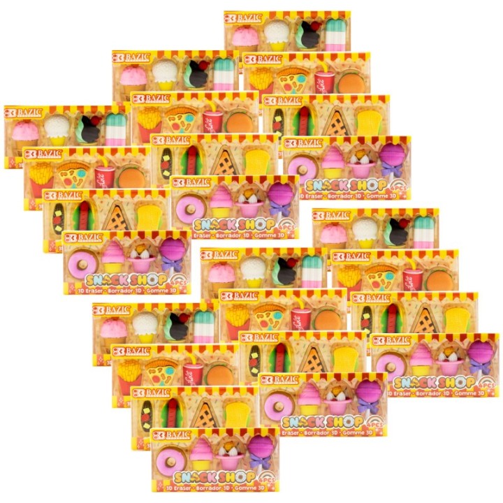 BAZIC Products® Snack Shop 3D Eraser Sets, 4 Per Set, 24 Sets