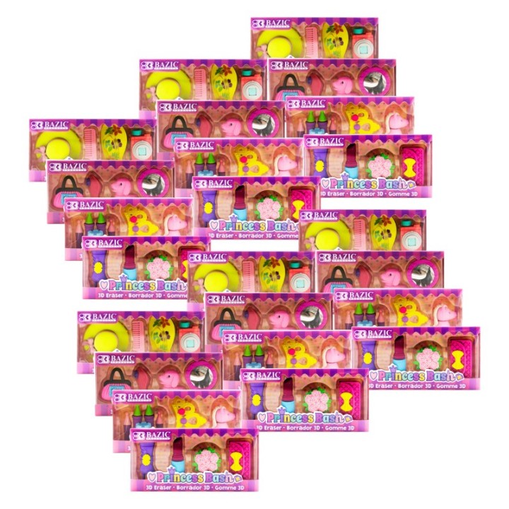 BAZIC Products® Princess Bash 3D Eraser Sets, 4 Per Set, 24 Sets