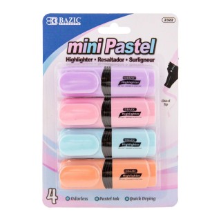 BAZIC Products® Mini Desk Style Pastel Highlighters, Pack of 4