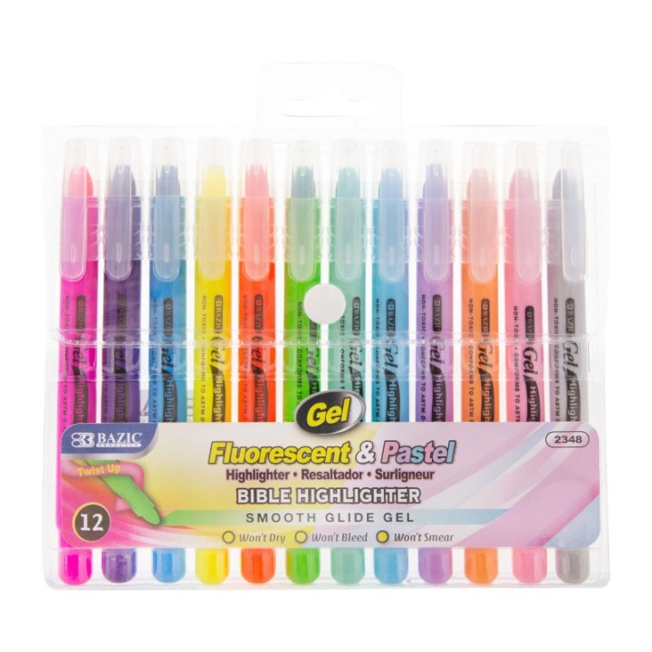 BAZIC Products® Gel Highlighter, Pack of 12