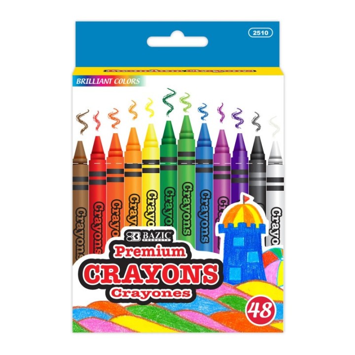 BAZIC Products® Premium Crayons, 48 Count