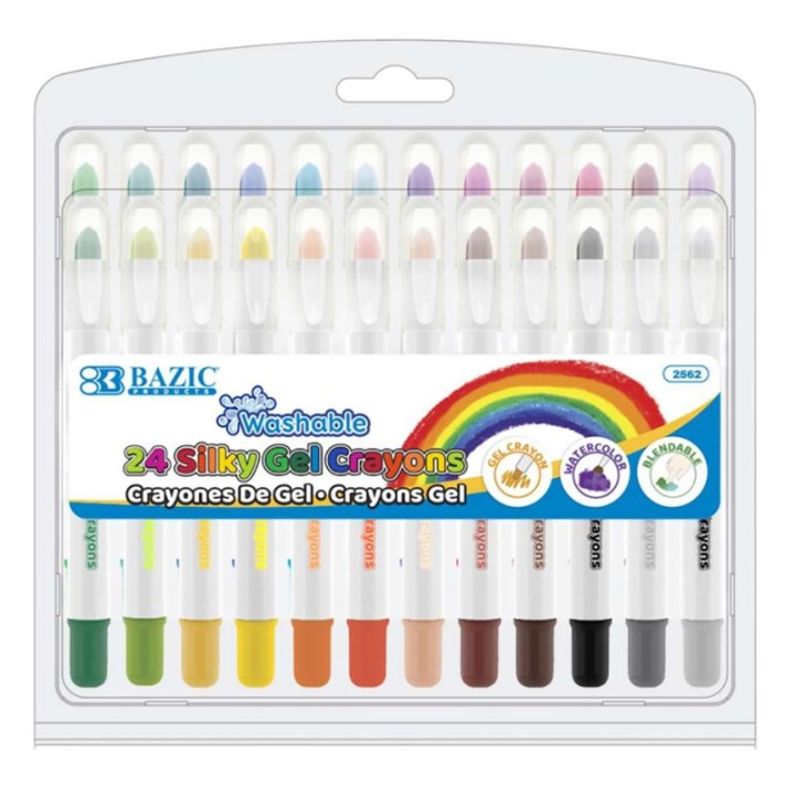 BAZIC Products® Washable Silky Gel Crayons, 24 Colors