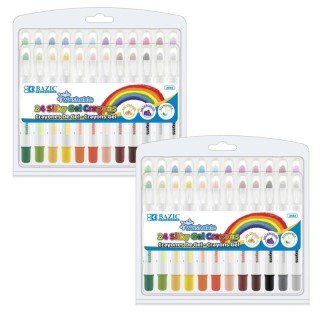 BAZIC Products® Washable Silky Gel Crayons, 24 Per Pack, 2 Packs