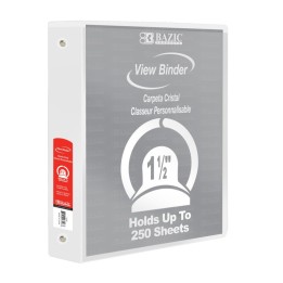 BAZIC Products® 3-Ring View Binder with 2 Pockets, 1.5", White