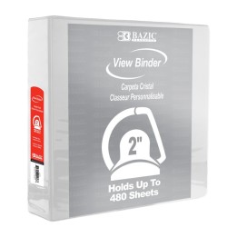 BAZIC Products® Slant D Ring View Binder with 2 Pockets, 2", White