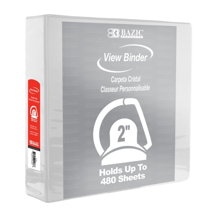 BAZIC Products® Slant D Ring View Binder with 2 Pockets, 2", White