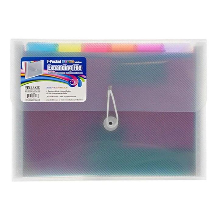 BAZIC Products® Rainbow 7-Pocket Letter Size Poly Expanding File