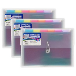 BAZIC Products® Rainbow 7-Pocket Letter Size Poly Expanding File, Pack of 3
