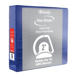 BAZIC Products® Slant D Ring View Binder with 2 Pockets, 2", Blue