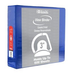 BAZIC Products® Slant D Ring View Binder with 2 Pockets, 3", Blue