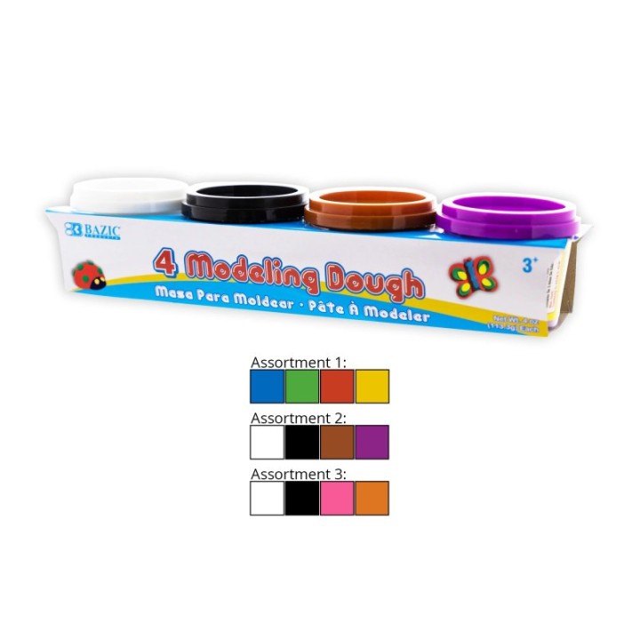 BAZIC Products® Primary Color Modeling Dough, 4 oz, Pack of 4