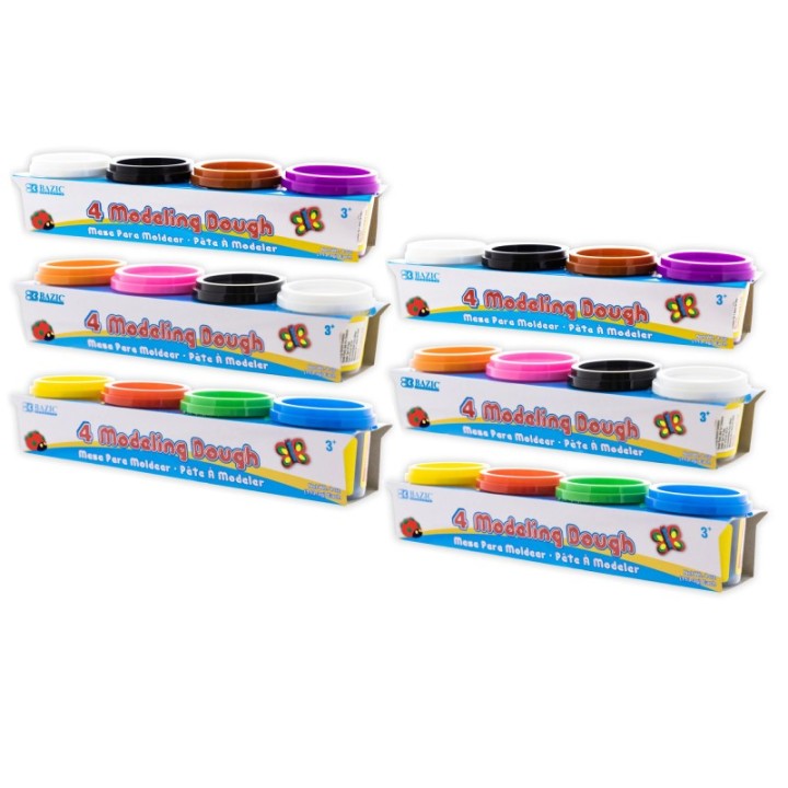 BAZIC Products® Primary Color Modeling Dough, 4 oz, 4 Per Pack, 6 Packs