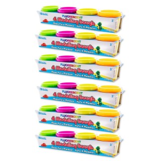 BAZIC Products® Fluorescent Color Modeling Dough, 4 oz, 4 Per Pack, 6 Packs
