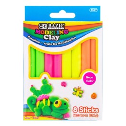 BAZIC Products® Modeling Clay Sticks, 4.8 oz (136g), 4 Fluorescent Colors
