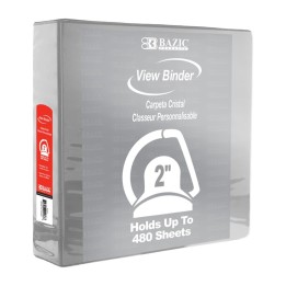 BAZIC Products® Slant D Ring View Binder with 2 Pockets, 2", Gray