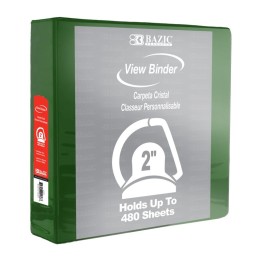BAZIC Products® Slant D Ring View Binder with 2 Pockets, 2", Green