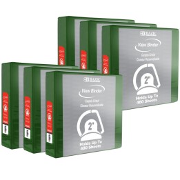 BAZIC Products® Slant D Ring View Binder with 2 Pockets, 2", Green, Pack of 6