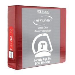 BAZIC Products® Slant D Ring View Binder with 2 Pockets, 3", Burgundy