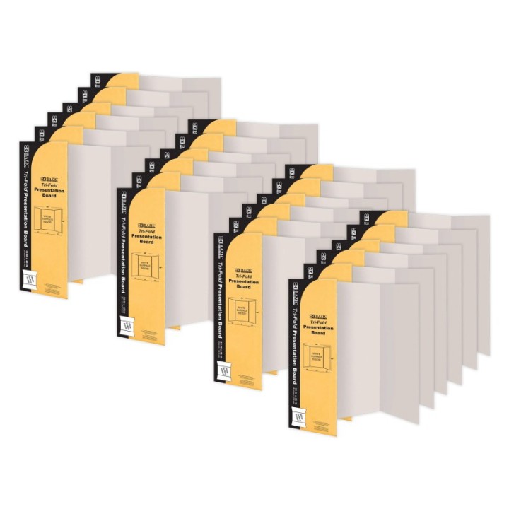 BAZIC Products® Tri-Fold Corrugated Presentation Board, 36" x 48", White, Pack of 24