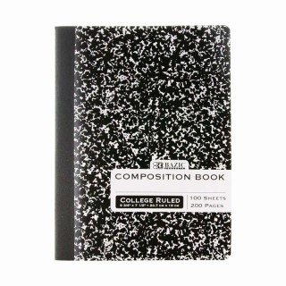 BAZIC Products® Composition Book, College Ruled, Black Marble, 100 Sheets