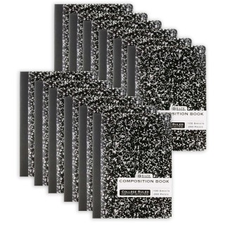 BAZIC Products® Composition Book, College Ruled, Black Marble, 100 Sheets, Pack of 12