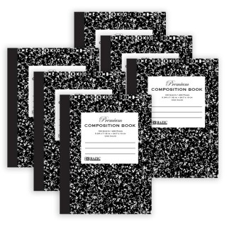 BAZIC Products® Premium Composition Book, Wide Ruled, Black Marble, 100 Sheets, Pack of 6
