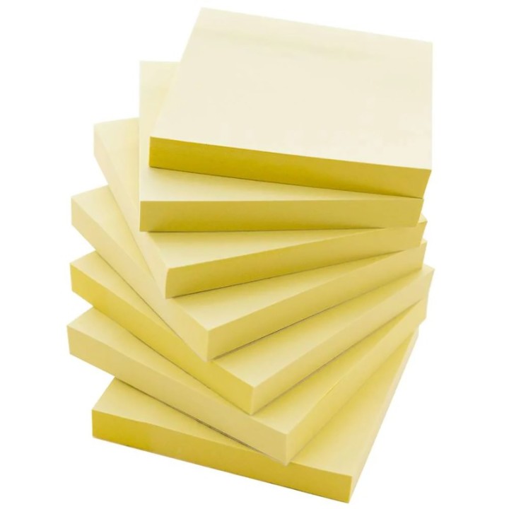 BAZIC Products® Stick On Notes, 3" x 3", Yellow, 100 Sheets, Pack of 12
