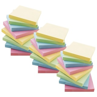 BAZIC Products® Stick On Notes, 3" x 3", Assorted, 100 Sheets, 12 Per Pack, 3 Packs