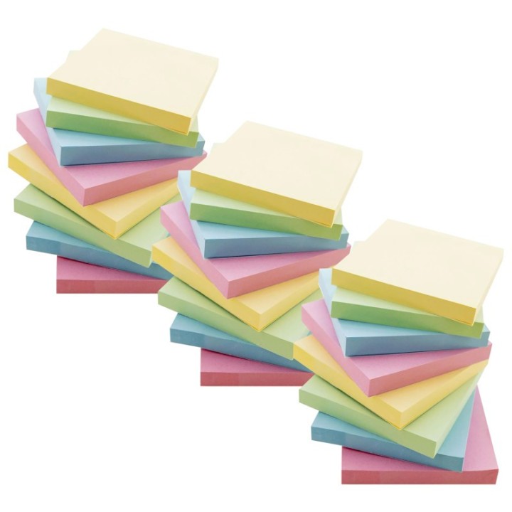 BAZIC Products® Stick On Notes, 3" x 3", Assorted, 100 Sheets, 12 Per Pack, 3 Packs