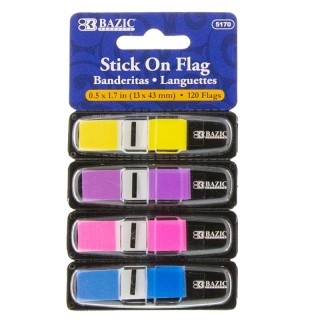 BAZIC Products® Neon Color Coding Flags with Dispenser, 30 ct., 4/Pack