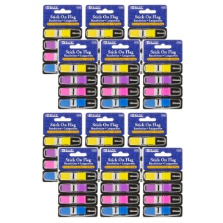 BAZIC Products® Neon Color Coding Flags with Dispenser, 120 Per Pack, 12 Packs