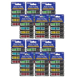 BAZIC Products® Neon Color Printed Sign Here Flags with Dispenser, 100 Per Pack, 12 Packs