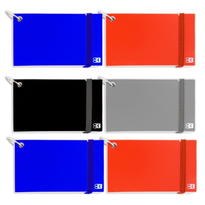 BAZIC Products® Ruled Index Cards with Ring, Assorted Poly Cover, 3" x 5", White, 100 Count, 1 Each, Pack of 6